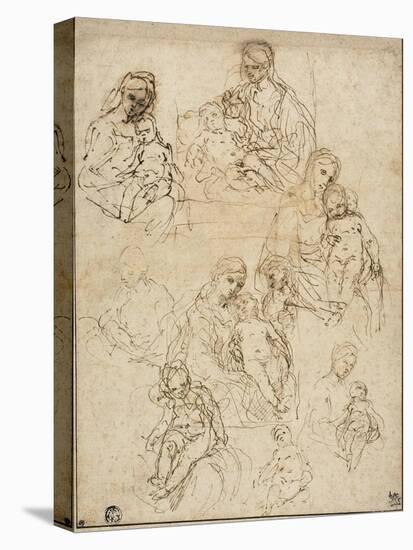 Sketches of the Virgin and Child, and the Holy Family, 1642-48-Simone Cantarini-Premier Image Canvas