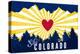 Ski Colorado - Heart and Treeline-Lantern Press-Stretched Canvas