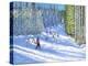 Ski lesson,Samoens,Franceoil on canvas-Andrew Macara-Premier Image Canvas