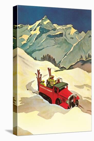 Ski Truck in Alps-null-Stretched Canvas