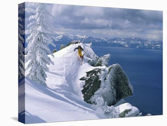 Skier Atop a Mountain-null-Premier Image Canvas