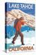 Skier Carrying Snow Skis, Lake Tahoe, California-Lantern Press-Stretched Canvas