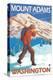 Skier Carrying Snow Skis, Mount Adams, Washington-Lantern Press-Stretched Canvas