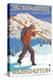 Skier Carrying - Wenatchee, WA-Lantern Press-Stretched Canvas