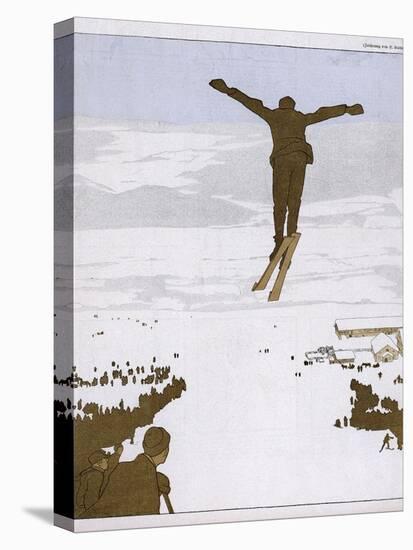 Skier Flies Through the Air-Olaf Gulbransson-Premier Image Canvas