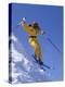Skier in Yellow Against a Blue Sky-null-Premier Image Canvas