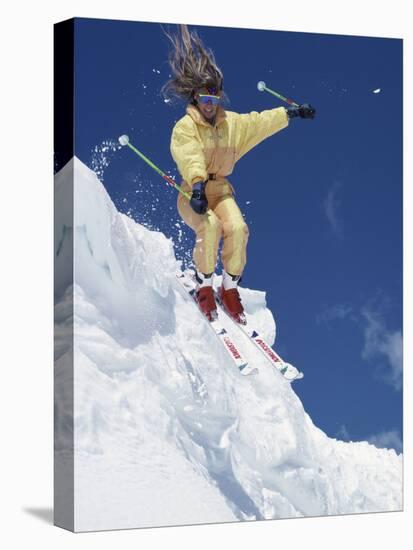 Skier in Yellow with Streaming Hair-null-Premier Image Canvas