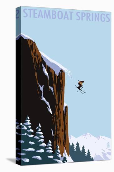 Skier Jumping - Steamboat Springs, Colorado-Lantern Press-Stretched Canvas