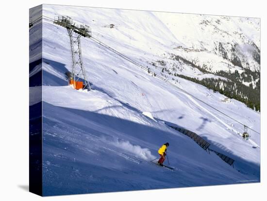 Skier on Slopes Above Village of Solden in Tirol Alps, Tirol, Austria-Richard Nebesky-Premier Image Canvas