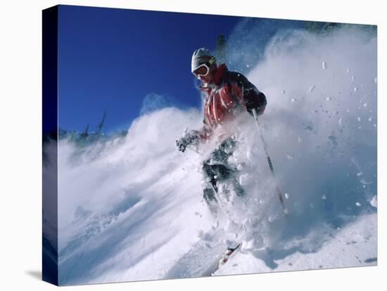 Skier with Snow Flying Up-null-Premier Image Canvas