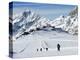 Skiers, Mountain Scenery in Cervinia Ski Resort, Cervinia, Valle D'Aosta, Italian Alps, Italy-Christian Kober-Premier Image Canvas