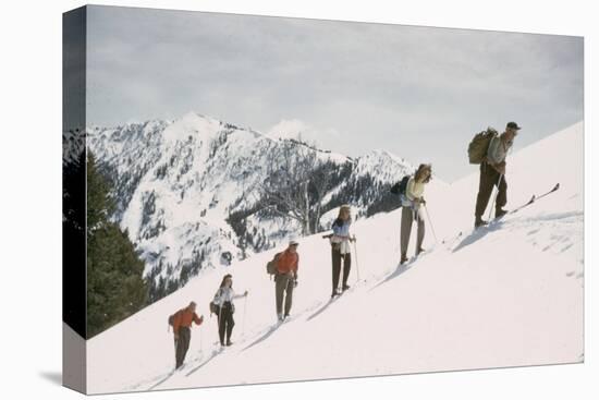 Skiers on the Slopes of Sun Valley Ski Resort, Idaho, April 22, 1947-George Silk-Premier Image Canvas