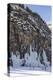 Skiers Underneath the Frozen Waterfall, Ski Piste-Mark Doherty-Premier Image Canvas