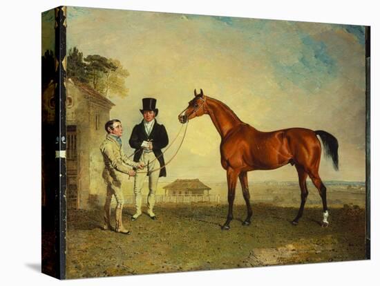 Skiff, a Bay Racehorse Held by a Groom on Newmarket Heath, with John Howe-Benjamin Marshall-Premier Image Canvas