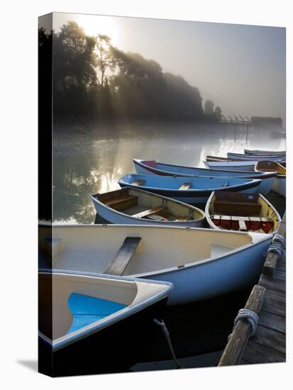 Skiffs and Morning Fog in Southwest Harbor, Maine, Usa-Jerry & Marcy Monkman-Premier Image Canvas