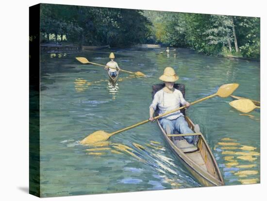 Skiffs, by Gustave Caillebotte, 1877, French impressionist painting,-Gustave Caillebotte-Stretched Canvas