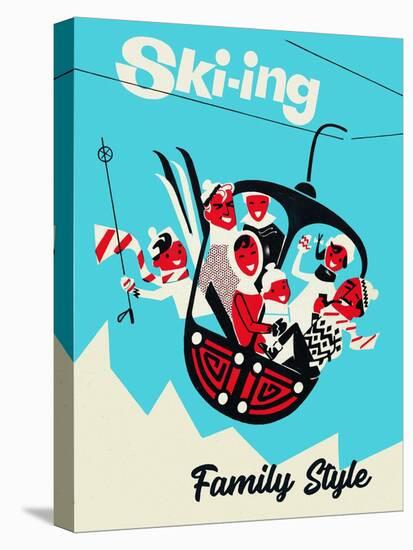 Skiing Family Style-Vintage Lavoie-Premier Image Canvas