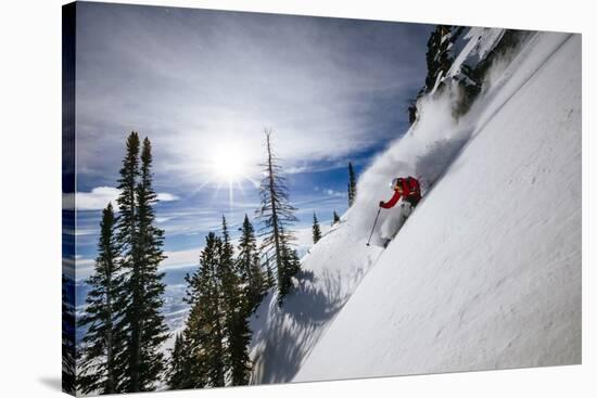 Skiing The Teton Backcountry Powder After A Winter Storm Clears Near Jackson Hole Mountain Resort-Jay Goodrich-Premier Image Canvas