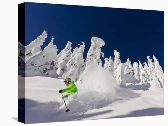 Skiing Untracked Powder on a Sunny Day at Whitefish Mountain Resort, Montana, Usa-Chuck Haney-Premier Image Canvas