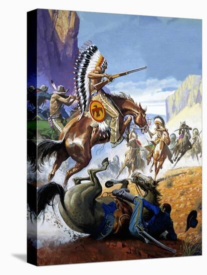 Skirmish Involving Indians and Soldiers-Severino Baraldi-Premier Image Canvas