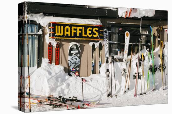 Skis On Walls/Snow Banks Corbet's Cabin Rendezvous Bowl Tramway, Jackson Hole Mt, Teton Village, WY-Jay Goodrich-Premier Image Canvas