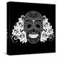 Skull and Roses, Black and White Day of the Dead Card-Alisa Foytik-Stretched Canvas
