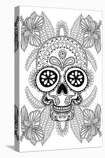 Skull in Flowers-null-Stretched Canvas
