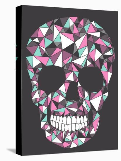 Skull With Geometric Pattern-cherry blossom girl-Stretched Canvas