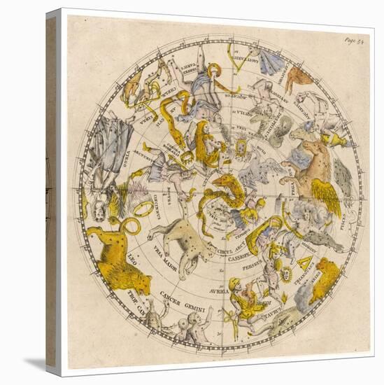 Sky Chart Showing the Signs of the Zodiac and Other Celestial Features-null-Premier Image Canvas