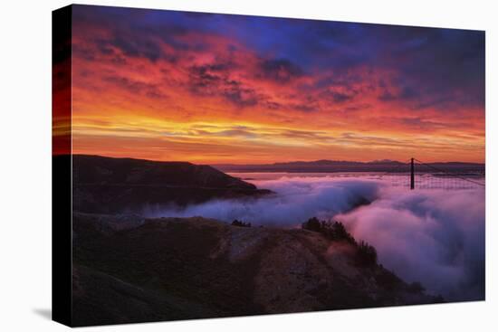 Sky Fire Fog Mood Golden Gate Bridge, San Francisco California Travel-Vincent James-Premier Image Canvas