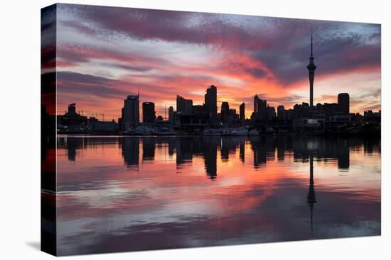 Sky Tower and City at Dawn from Westhaven Marina, Auckland, North Island, New Zealand, Pacific-Stuart-Premier Image Canvas