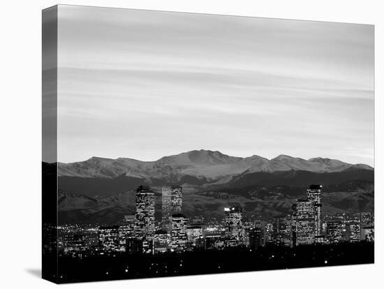 Skyline and mountains at dusk, Denver, Colorado, USA-null-Premier Image Canvas