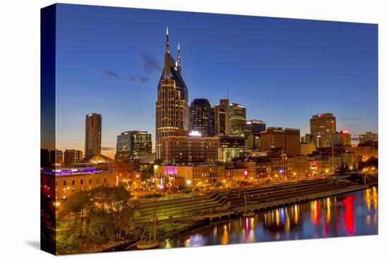 Skyline at Dusk over the Cumberland River in Nashville Tennessee-Chuck Haney-Premier Image Canvas