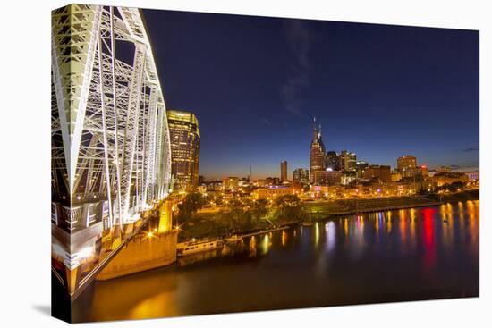 Skyline at Dusk over the Cumberland River in Nashville Tennessee-Chuck Haney-Premier Image Canvas