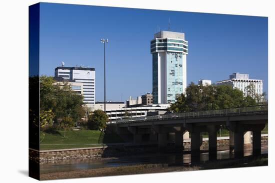 Skyline by the Arkansas River, Wichita, Kansas, USA-Walter Bibikow-Premier Image Canvas