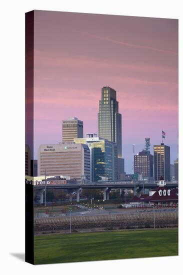 Skyline from the Missouri River at Dawn, Omaha, Nebraska, USA-Walter Bibikow-Premier Image Canvas