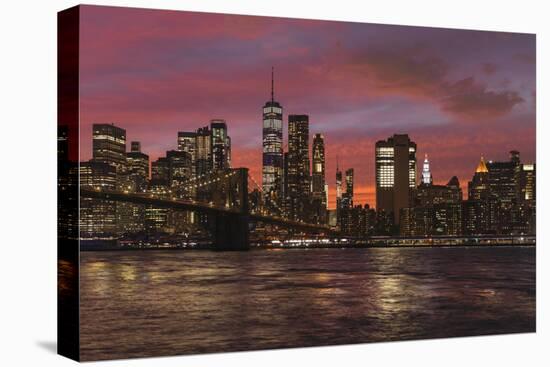 Skyline of Downtown Manhattan with One World Trade Center and Brooklyn Bridge-Markus Lange-Premier Image Canvas