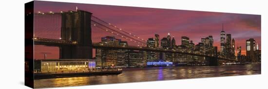 Skyline of Downtown Manhattan with One World Trade Center and Brooklyn Bridge-Markus Lange-Premier Image Canvas