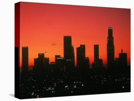 Skyline of Los Angeles at Sunset, CA-Mitch Diamond-Premier Image Canvas