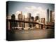 Skyline of NYC with One World Trade Center and East River, Manhattan and Brooklyn Bridge, Vintage-Philippe Hugonnard-Stretched Canvas