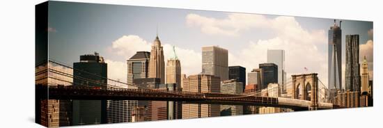 Skyline of NYC with One World Trade Center and East River, Vintage, Manhattan and Brooklyn Bridge-Philippe Hugonnard-Premier Image Canvas