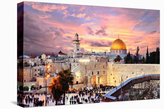 Skyline of the Old City at He Western Wall and Temple Mount in Jerusalem, Israel.-SeanPavonePhoto-Premier Image Canvas