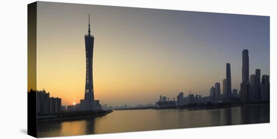 Skyline of Tianhe at sunset, Guangzhou, Guangdong, China, Asia-Ian Trower-Premier Image Canvas