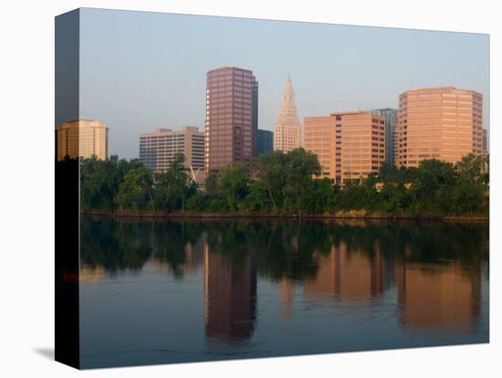 Skyline Reflection in the Connecticut River, Hartford, Connecticut-Jerry & Marcy Monkman-Premier Image Canvas