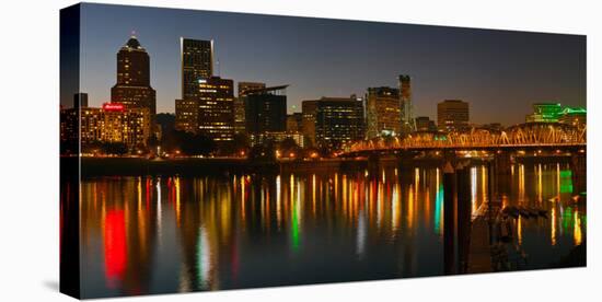 Skyline with City Light at Night, Portland, Multnomah County, Oregon, USA-null-Premier Image Canvas