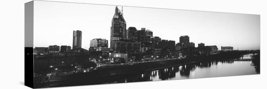 Skylines at Dusk Along Cumberland River, Nashville, Tennessee, USA-null-Premier Image Canvas