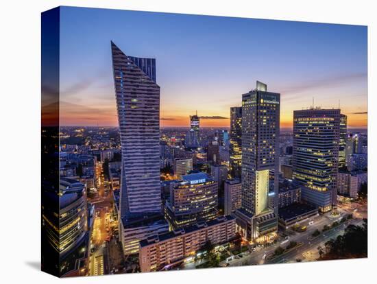 Skyscrapers at twilight, City Centre, Warsaw, Masovian Voivodeship, Poland, Europe-Karol Kozlowski-Premier Image Canvas