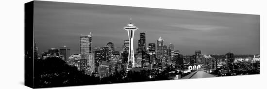 Skyscrapers in a City Lit Up at Night, Space Needle, Seattle, King County, Washington State, USA-null-Premier Image Canvas