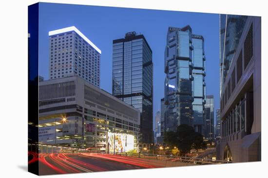 Skyscrapers of Admiralty at dusk, Hong Kong Island, Hong Kong, China, Asia-Ian Trower-Premier Image Canvas