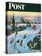 "Sledding by Sunset," Saturday Evening Post Cover, December 18, 1948-John Falter-Premier Image Canvas